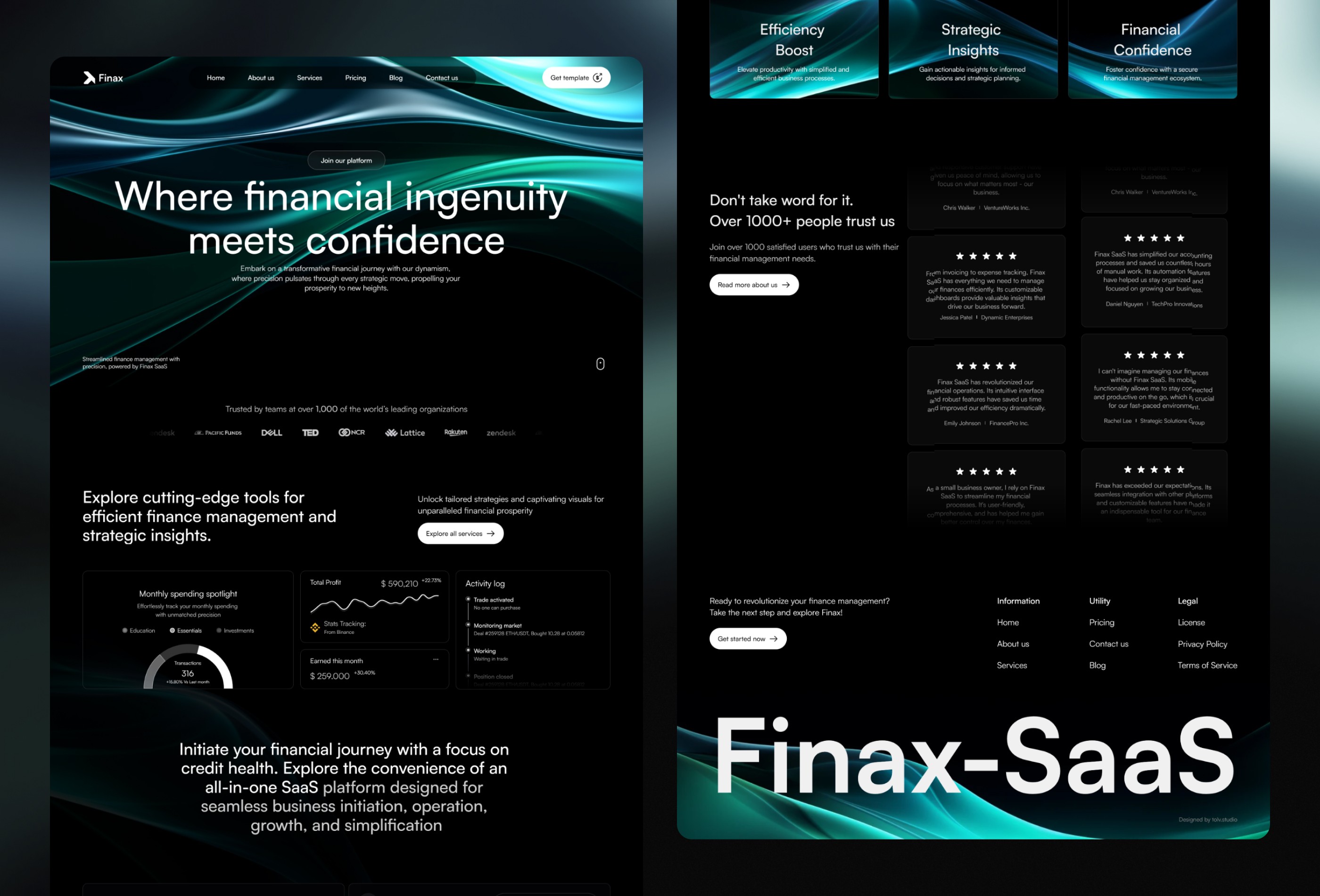 Screenshot 2 for Finax, a Framer Marketplace template by Tolv.Studio.