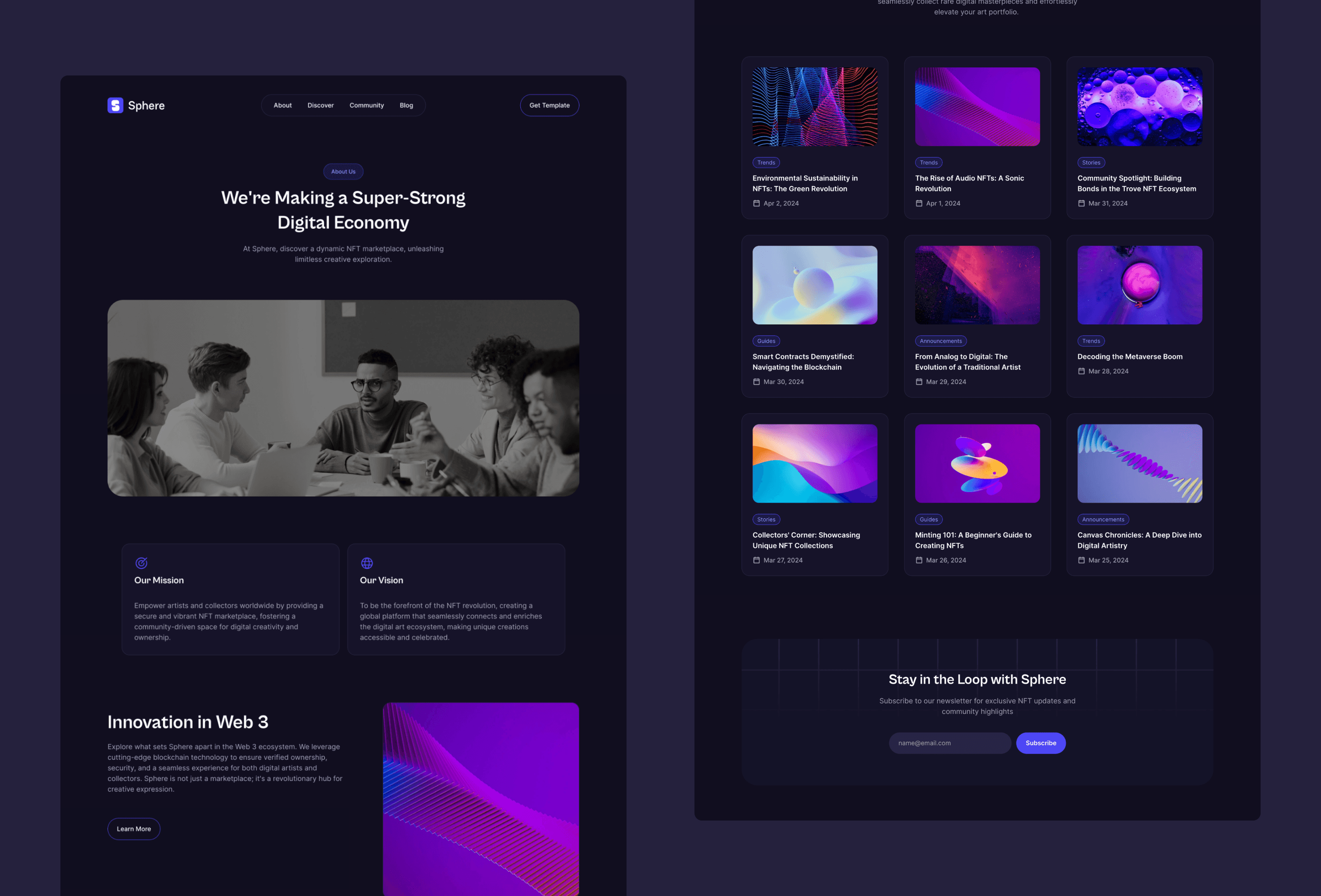 Screenshot 3 for Sphere, a Framer Marketplace template by Bie Lab.