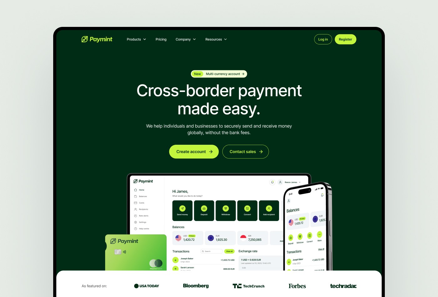 Screenshot 2 for Paymint, a Framer Marketplace template by WeBoth.