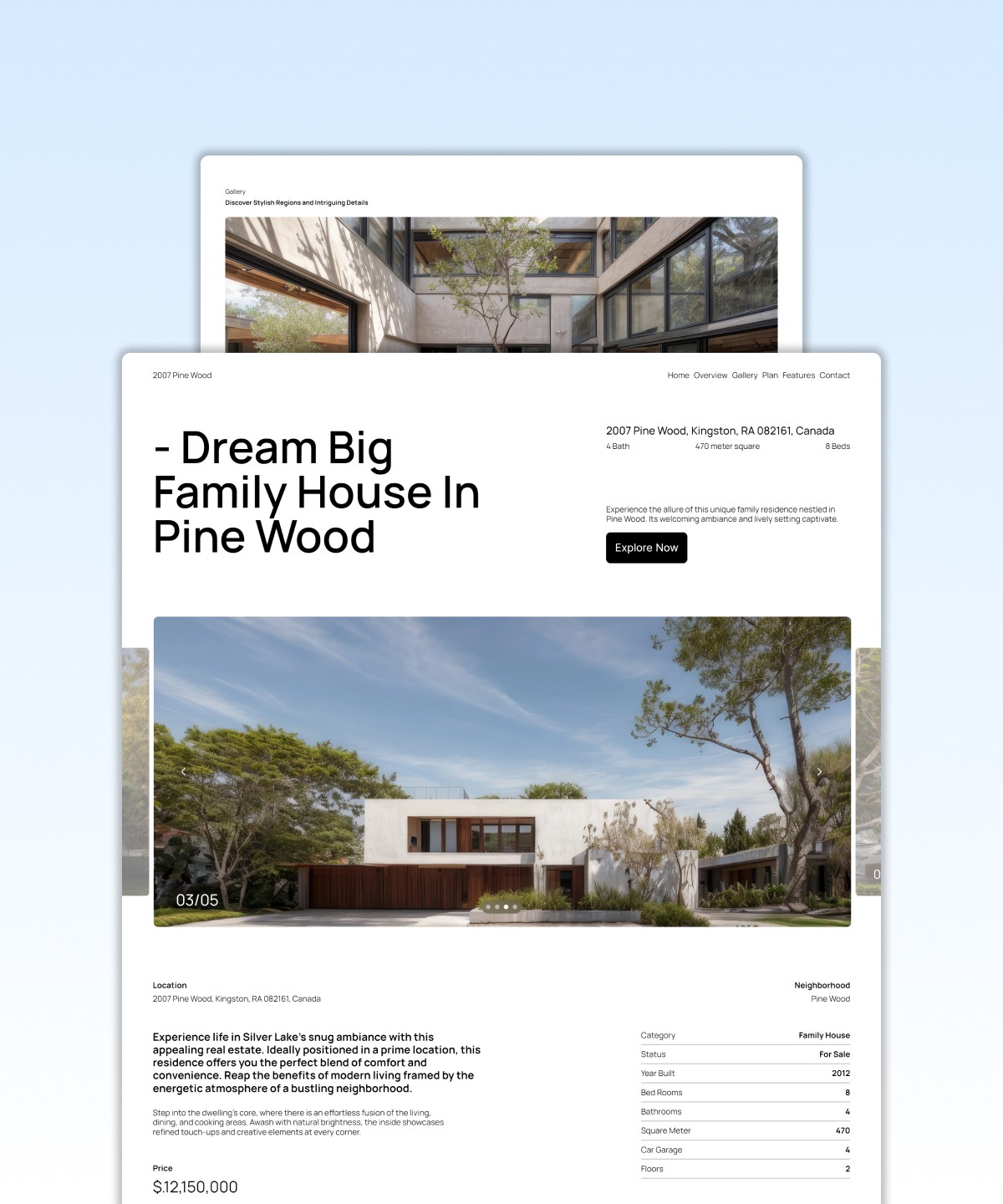 Screenshot 1 for Pinewood, a Framer Marketplace template by River Visual.