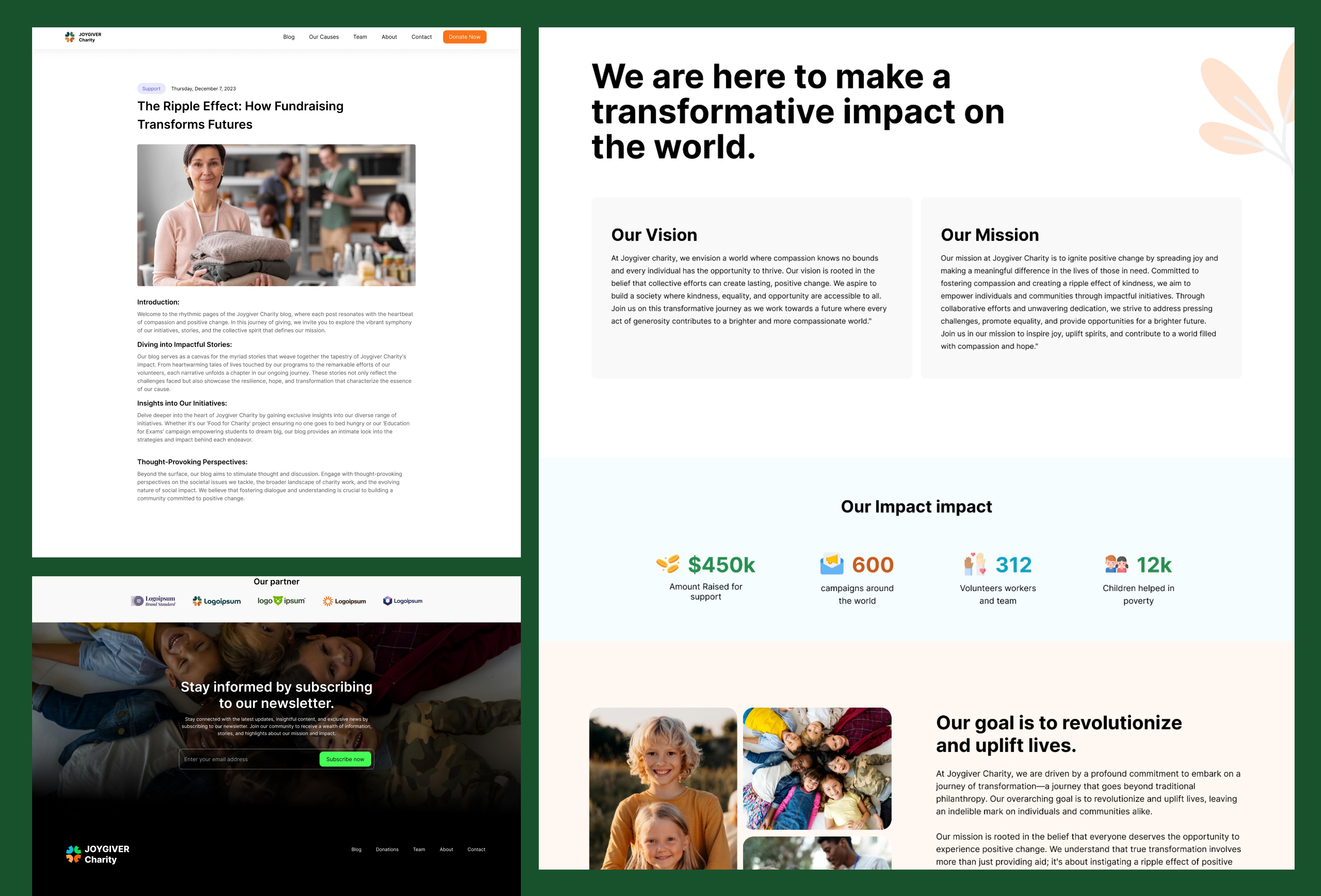 Screenshot 4 for Joygiver, a Framer Marketplace template by Olabode Felix.