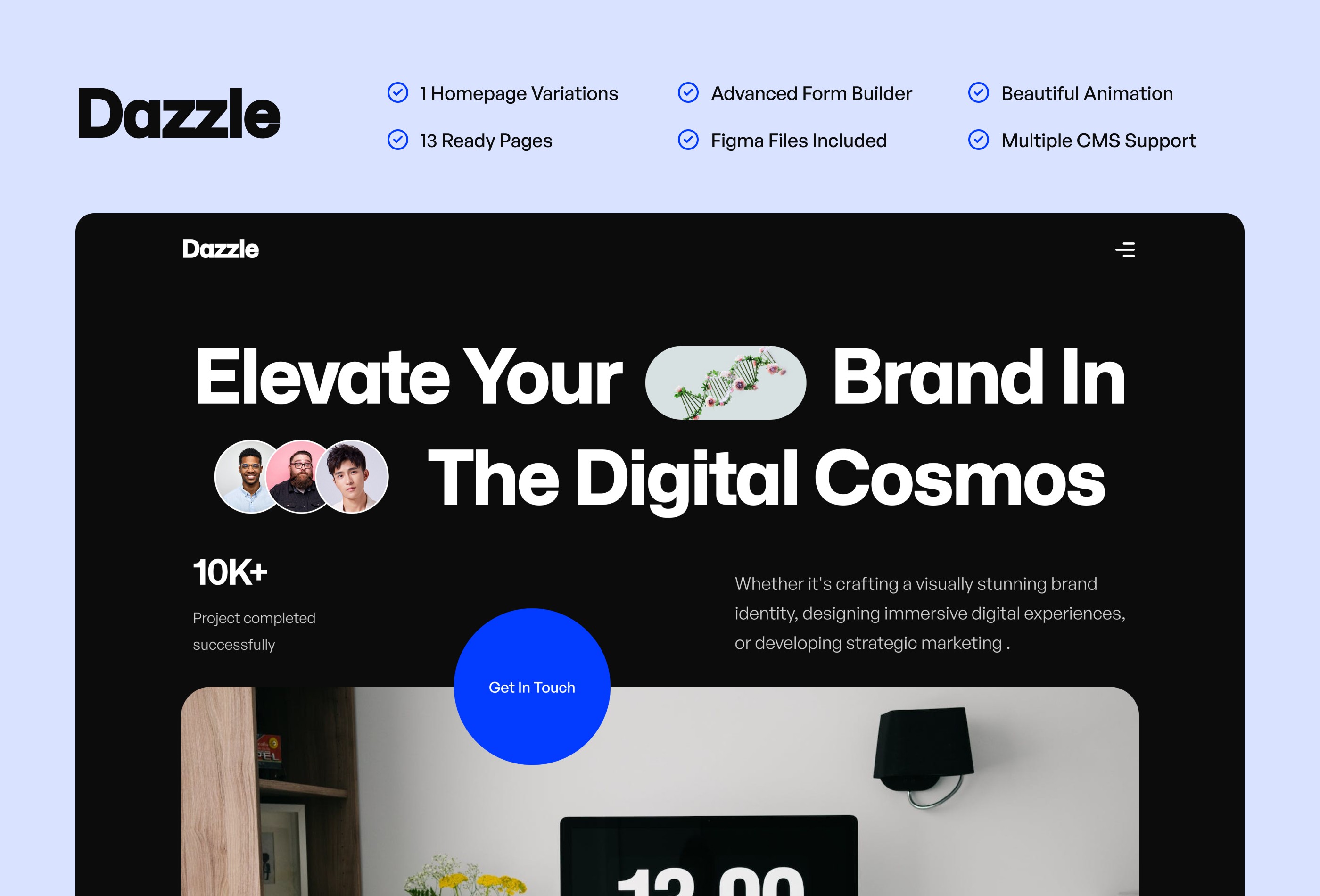 Screenshot 1 for Dazzle, a Framer Marketplace template by Framership.
