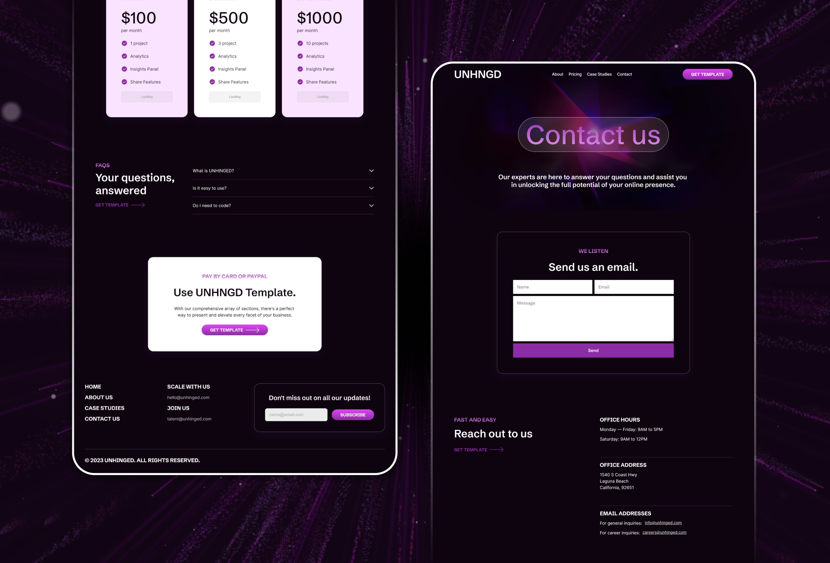 Screenshot 4 for UNHINGED, a Framer Marketplace template by Viflor Tiong.