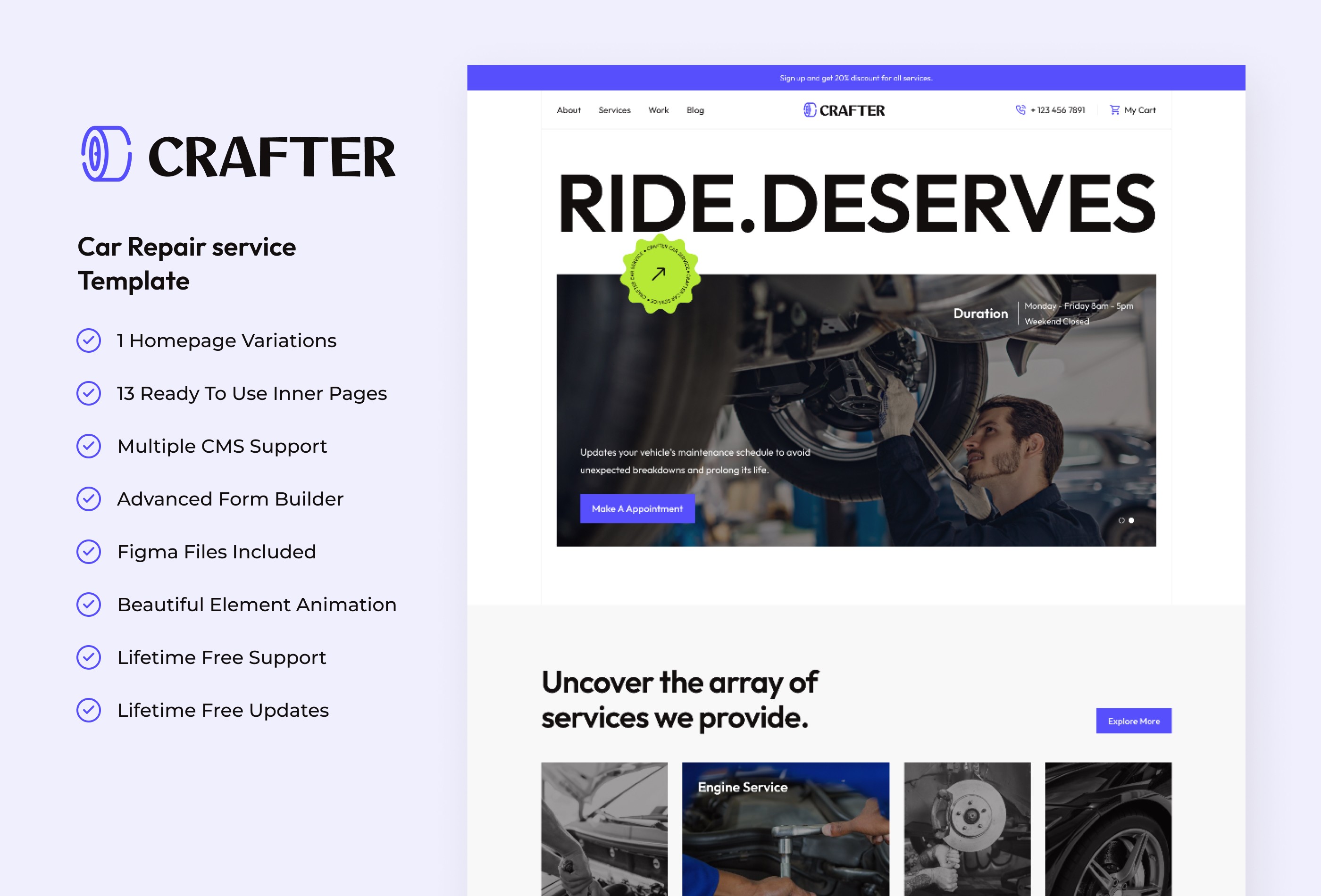 Screenshot 2 for Crafter, a Framer Marketplace template by Sailr.
