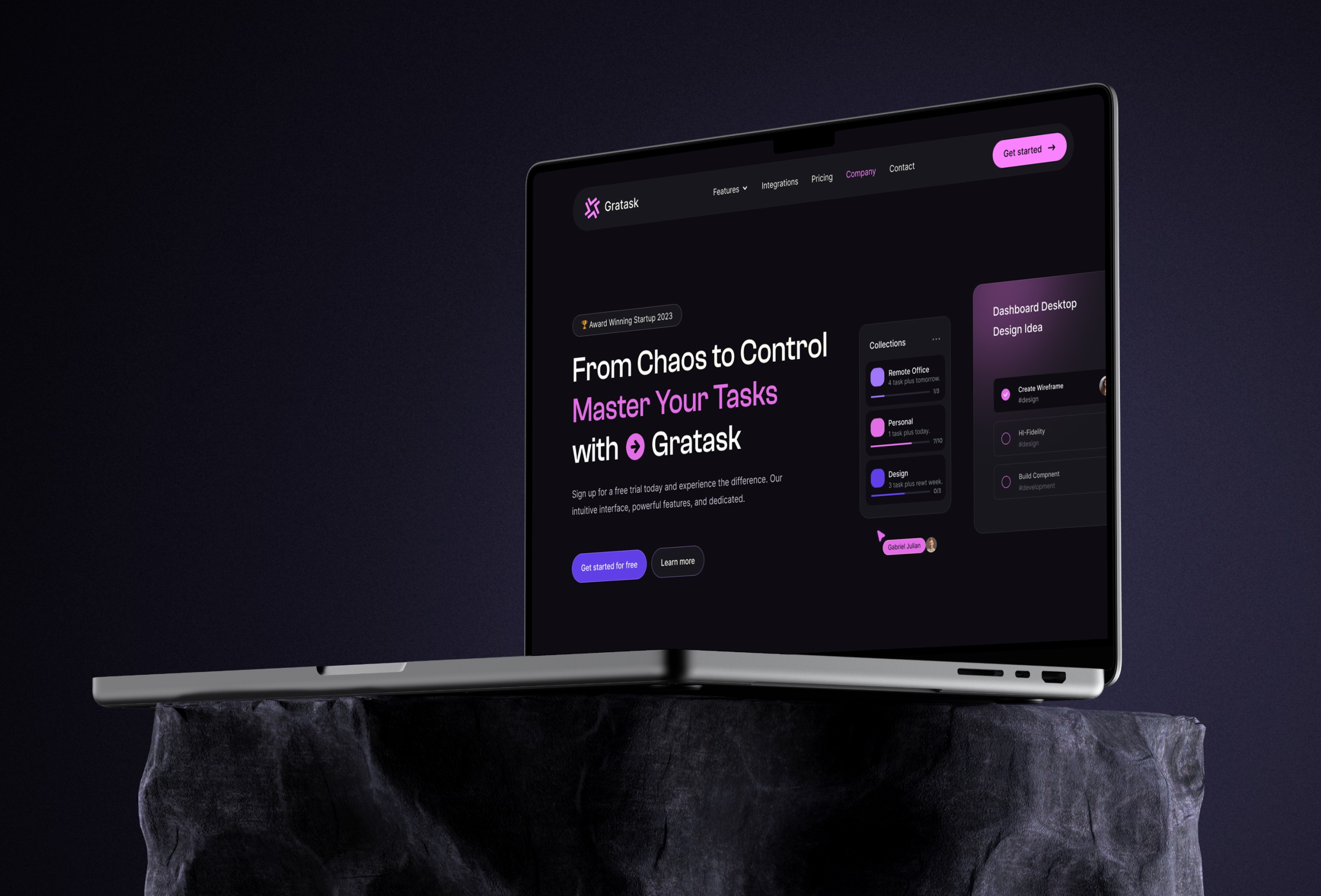 Screenshot 3 for Gratask, a Framer Marketplace template by Framerbite.