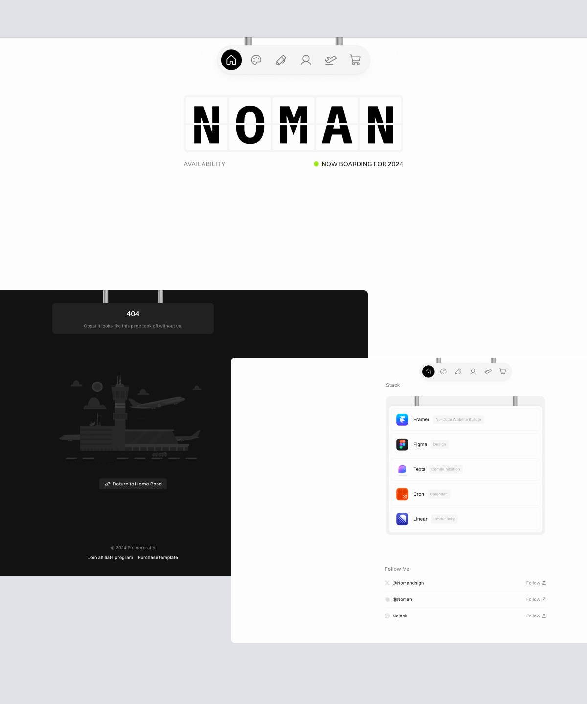 Screenshot 1 for Terminalfolio, a Framer Marketplace template by Noman.