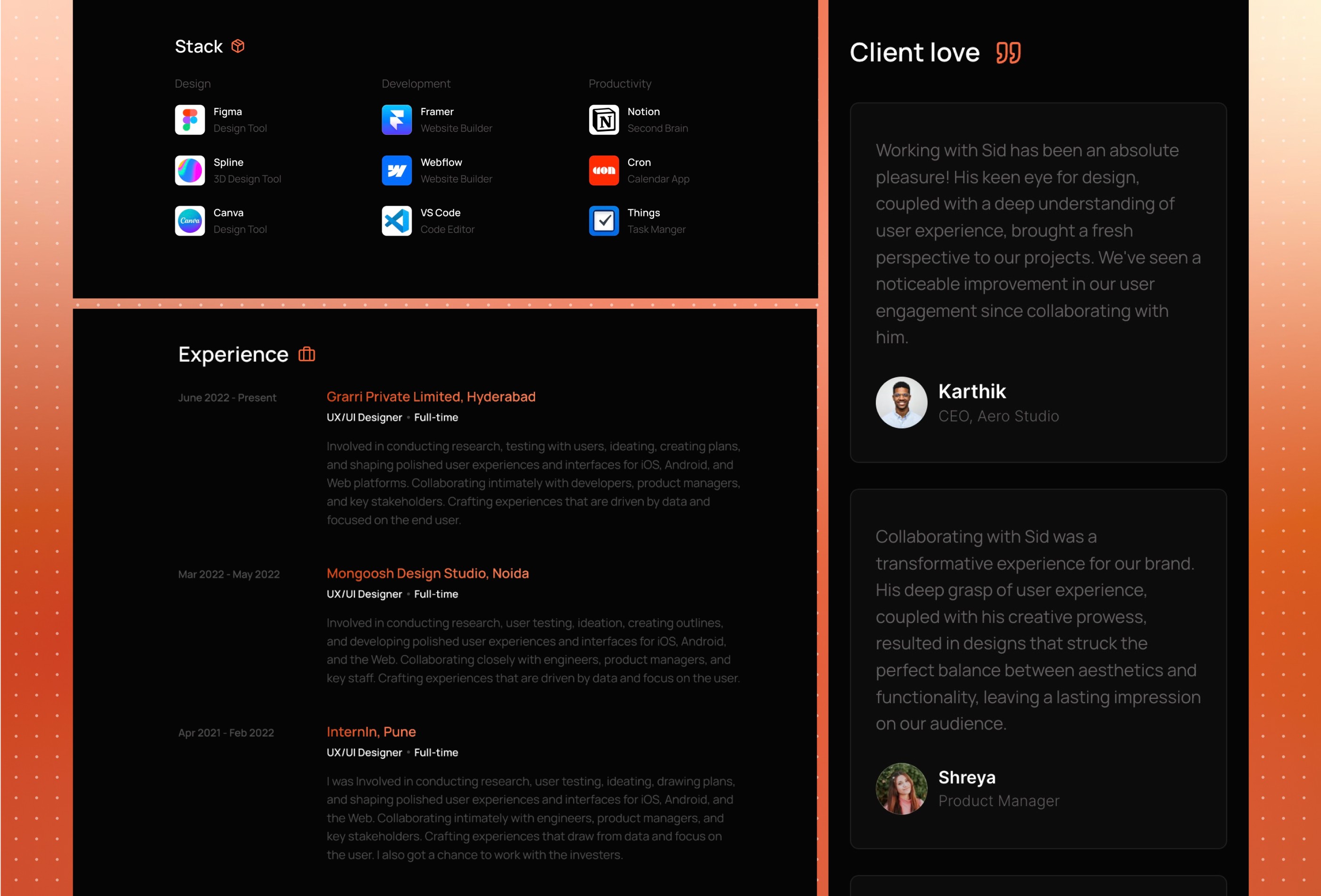 Screenshot 3 for HorizonX, a Framer Marketplace template by Sid.