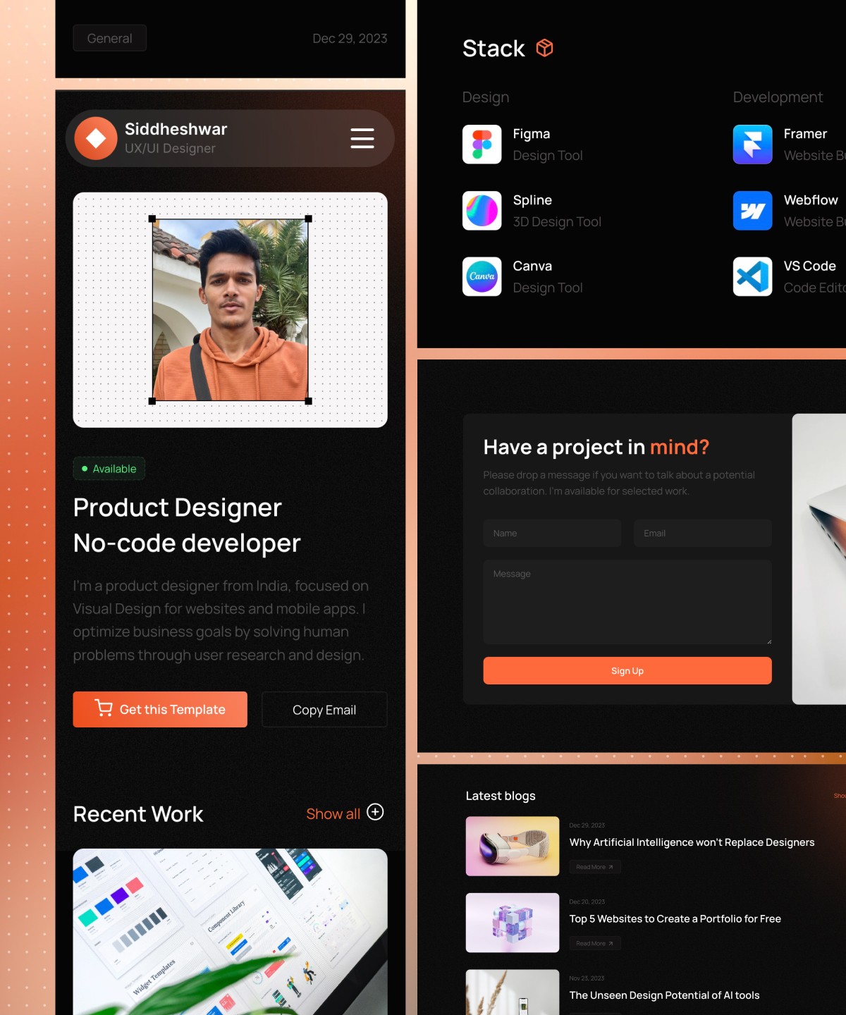 Screenshot 1 for HorizonX, a Framer Marketplace template by Sid.