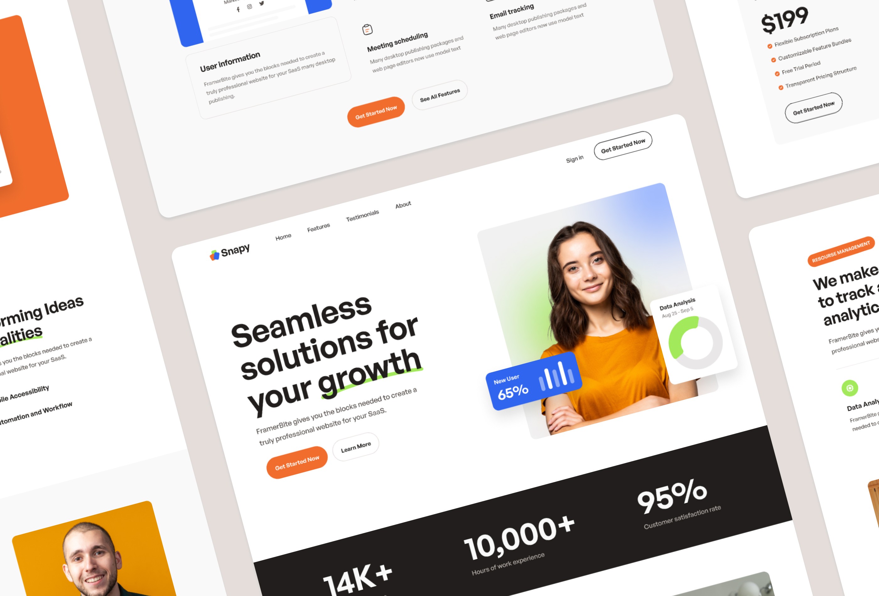 Screenshot 3 for Snapy, a Framer Marketplace template by Framerbite.