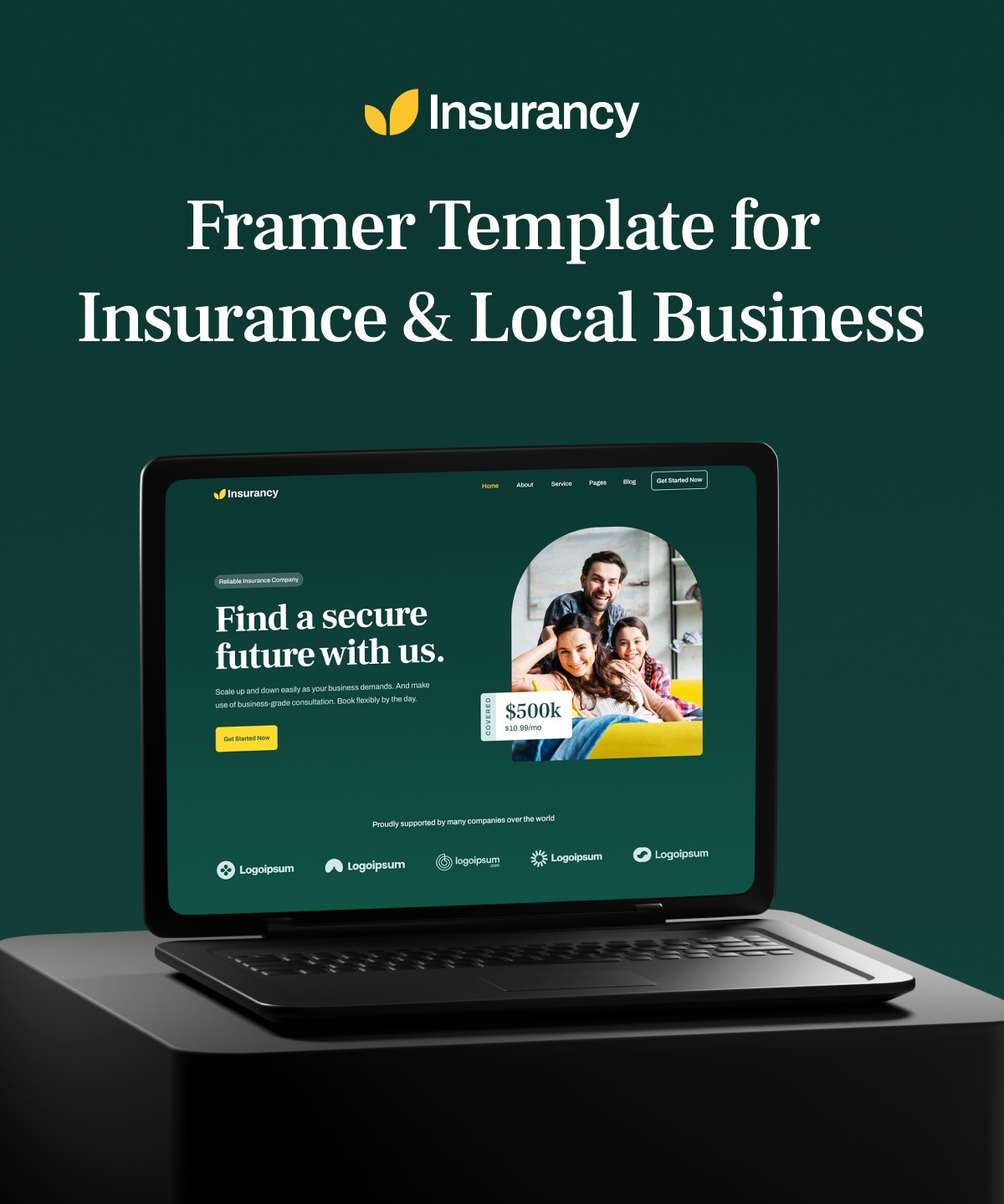 Screenshot 1 for Insurancy, a Framer Marketplace template by Framerbite.