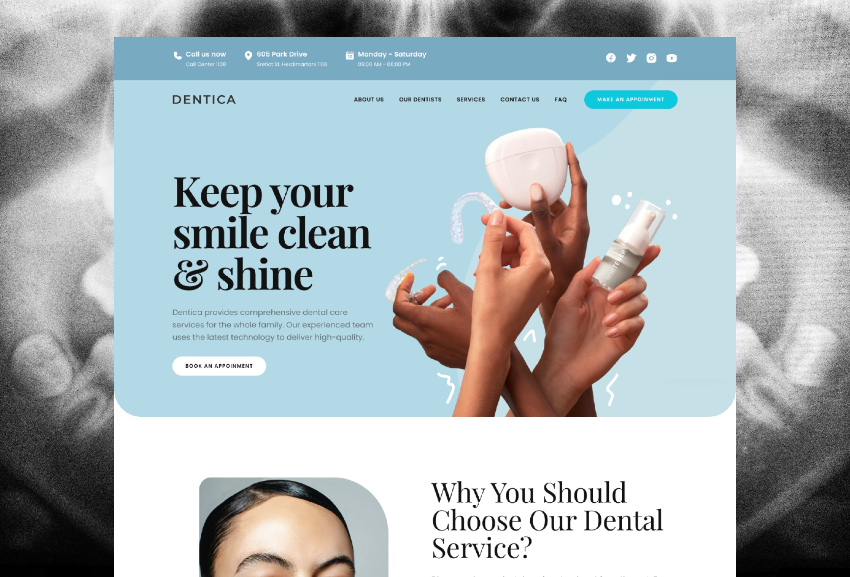 Screenshot 2 for Dentica, a Framer Marketplace template by Syafii Ahmad.