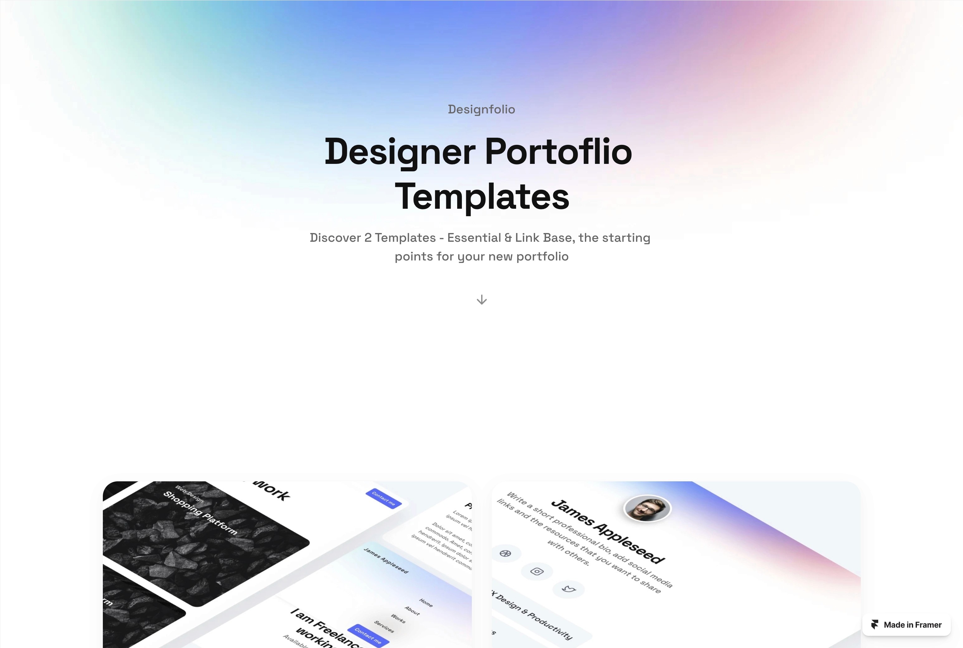 Thumbnail 2 for Designfolio, a Framer Marketplace template by Thalion.