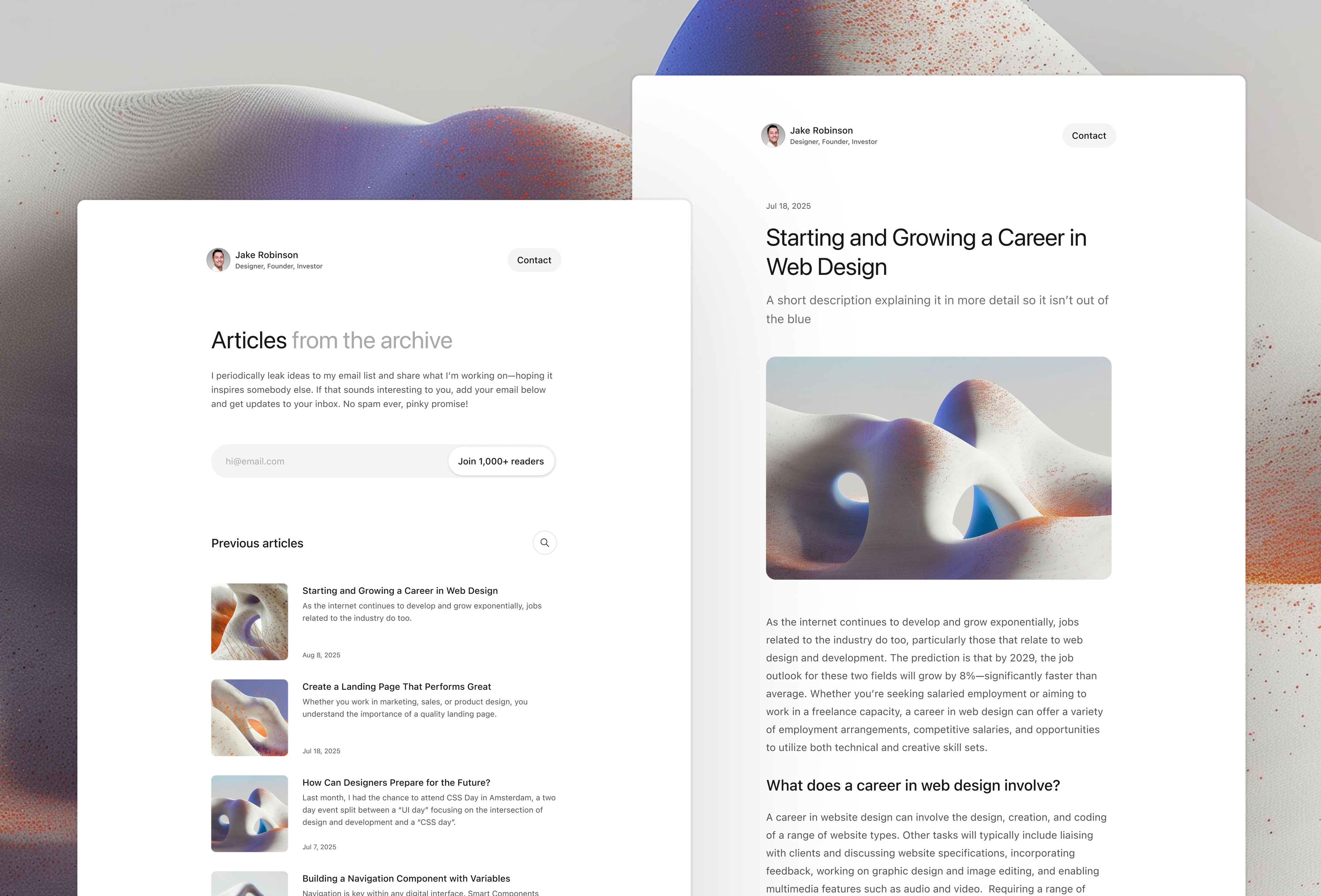 Screenshot 3 for Profile Hub, a Framer Marketplace template by Mitchell Bernstein.