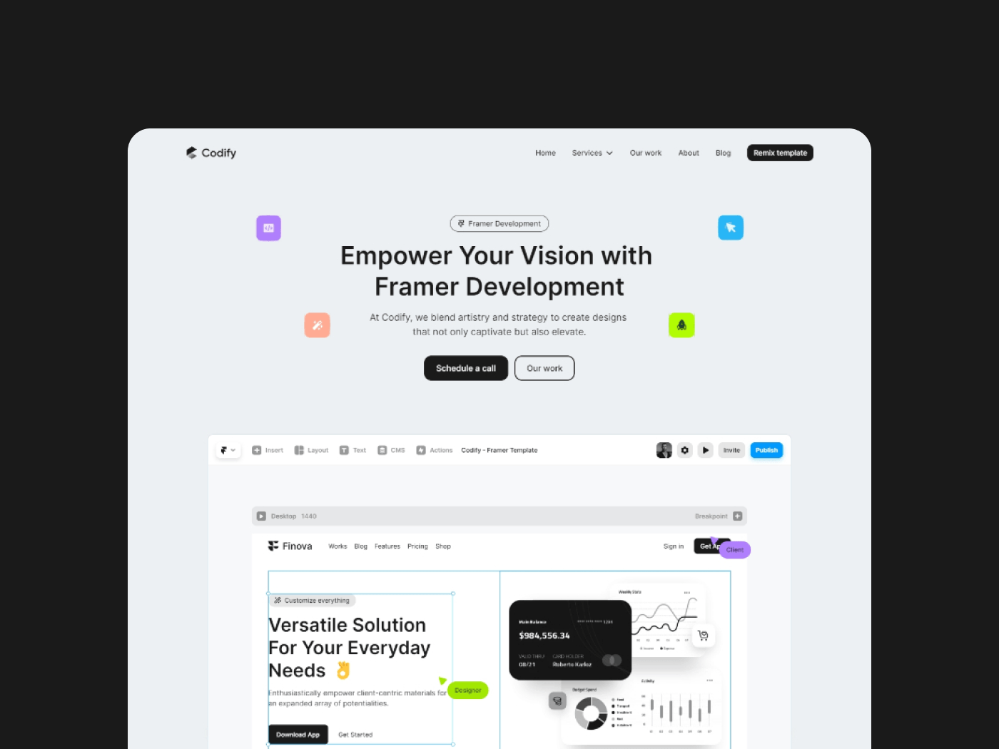 Screenshot 4 for Codify, a Framer Marketplace template by Dmytri Ivanov.
