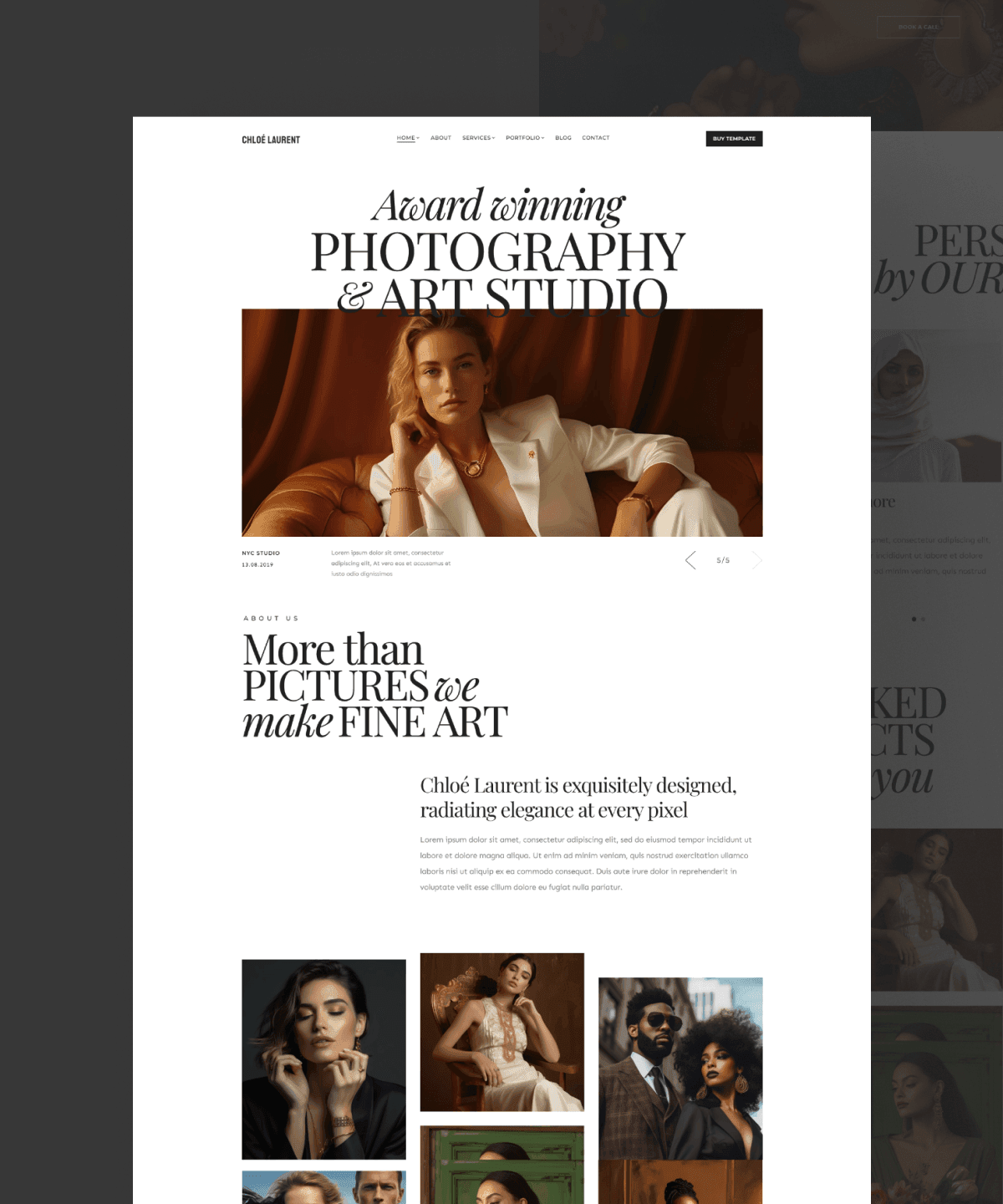 Screenshot 1 for Chloe Laurent, a Framer Marketplace template by Biyi Adetunji.
