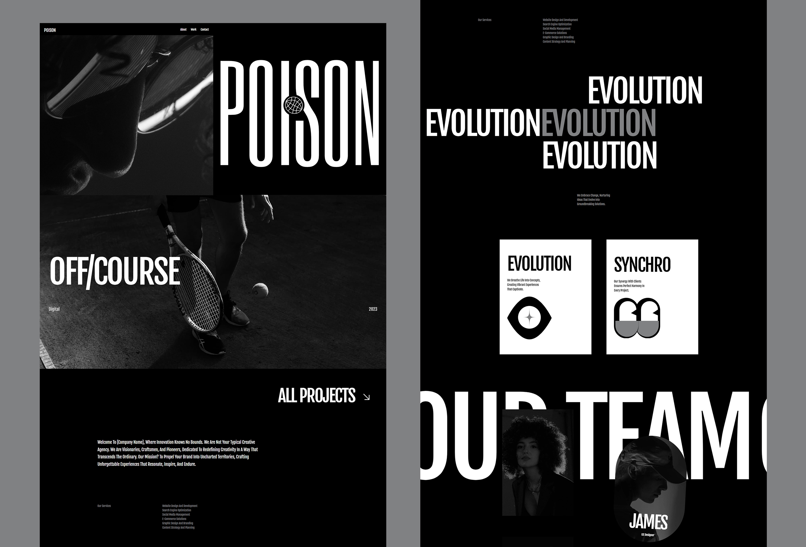 Screenshot 2 for Poison, a Framer Marketplace template by Leandro Melo.