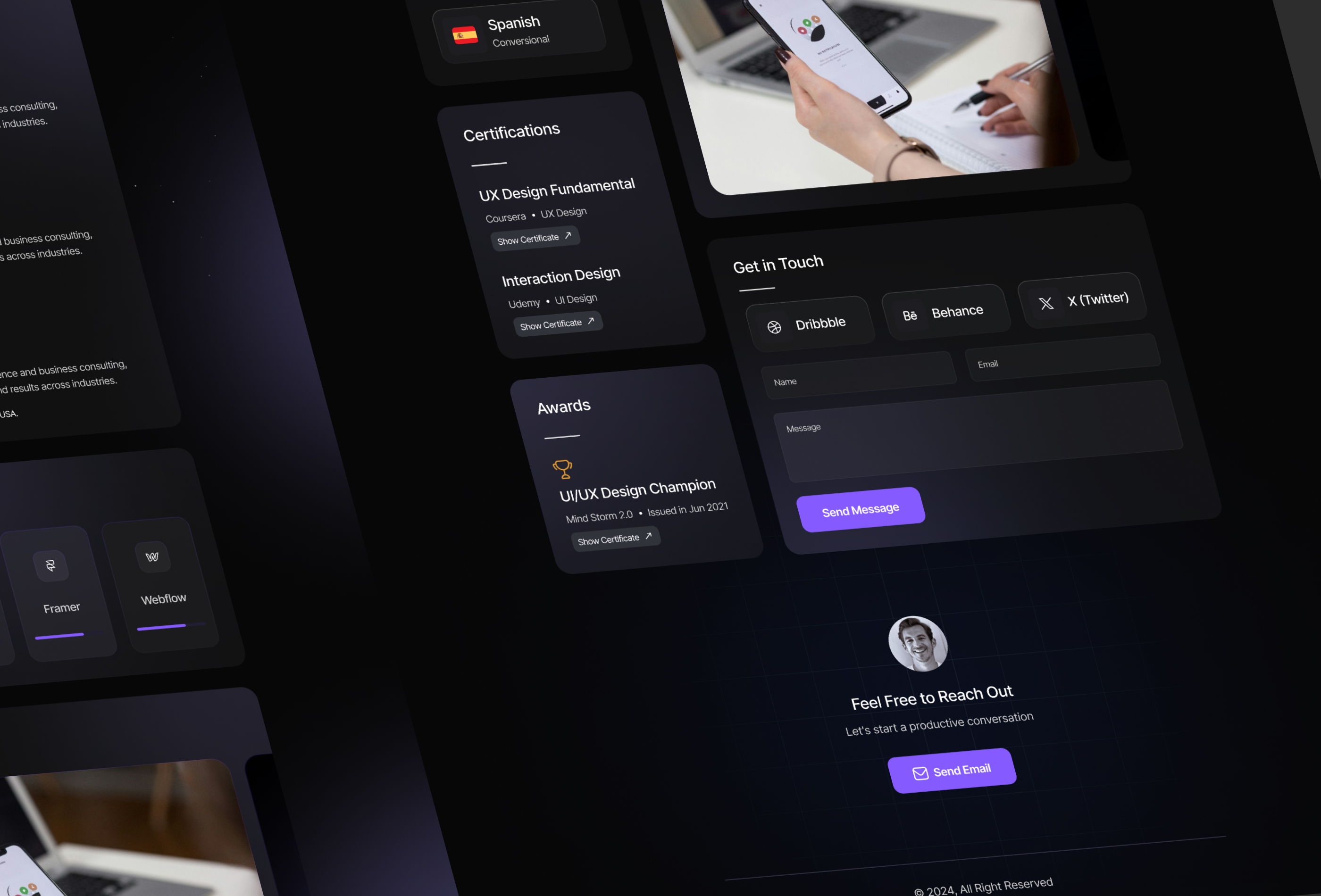 Screenshot 4 for CVMaster, a Framer Marketplace template by Hookmind.