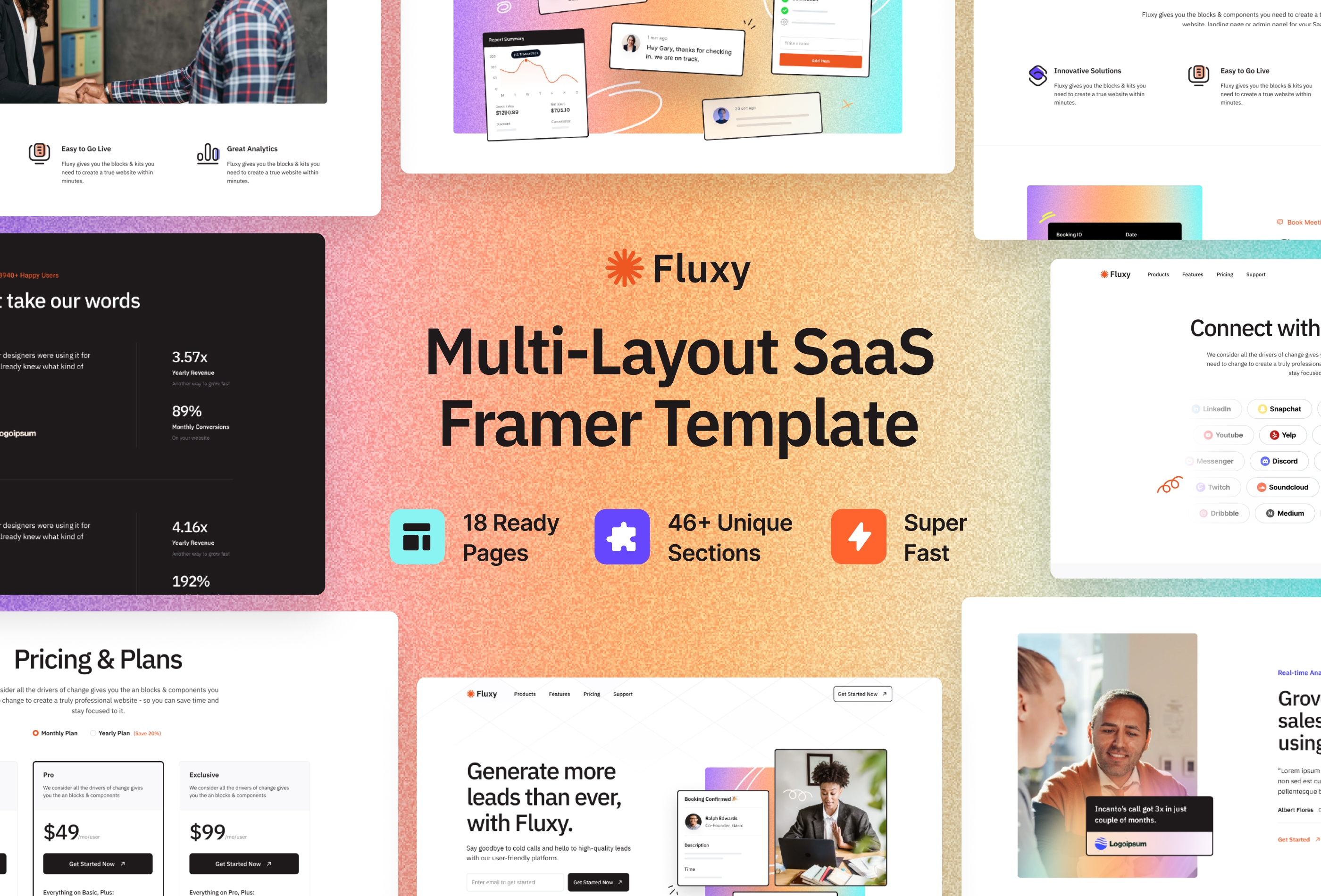Screenshot 2 for Fluxy, a Framer Marketplace template by Framerbite.