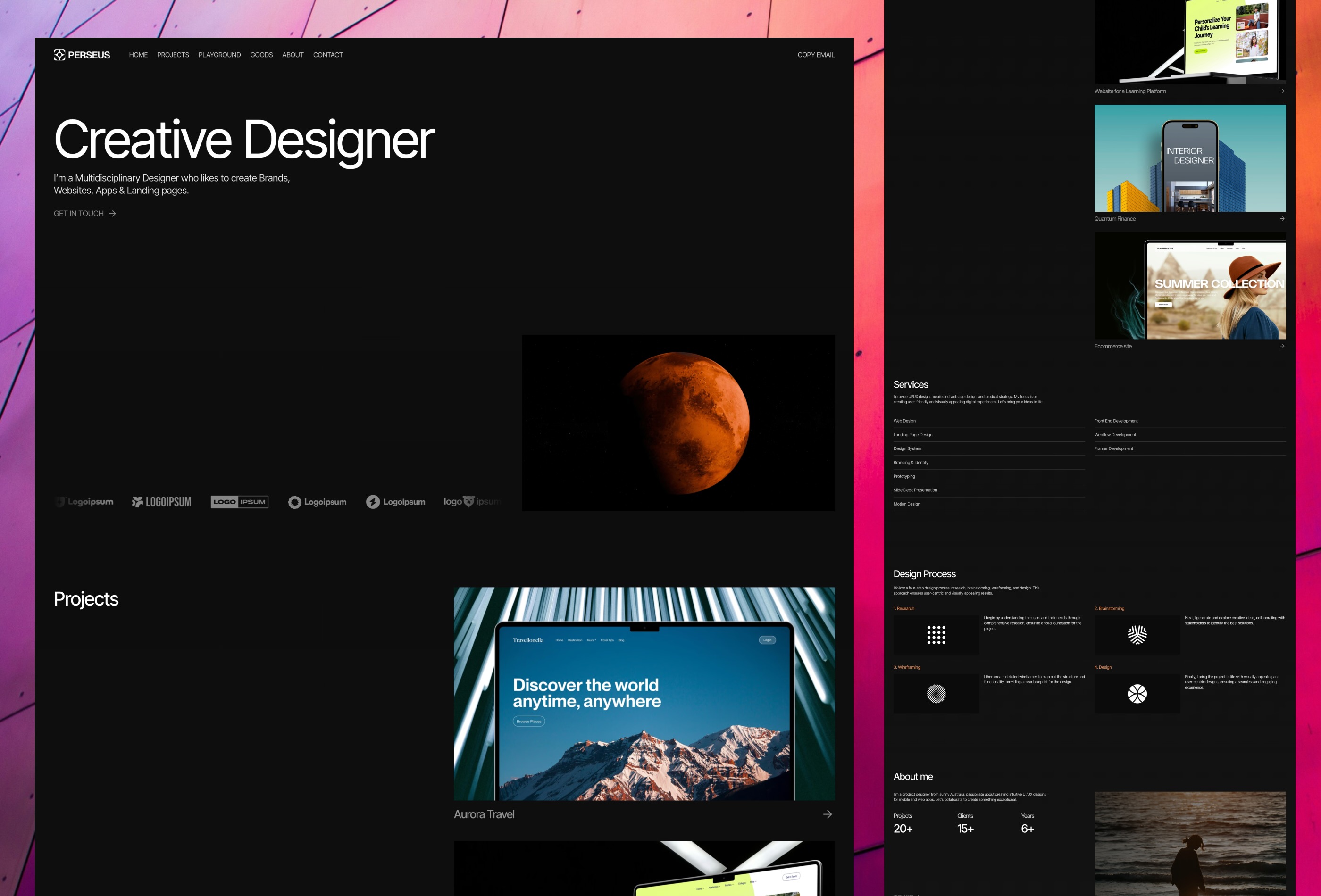 Screenshot 2 for Perseus, a Framer Marketplace template by Sandeep.