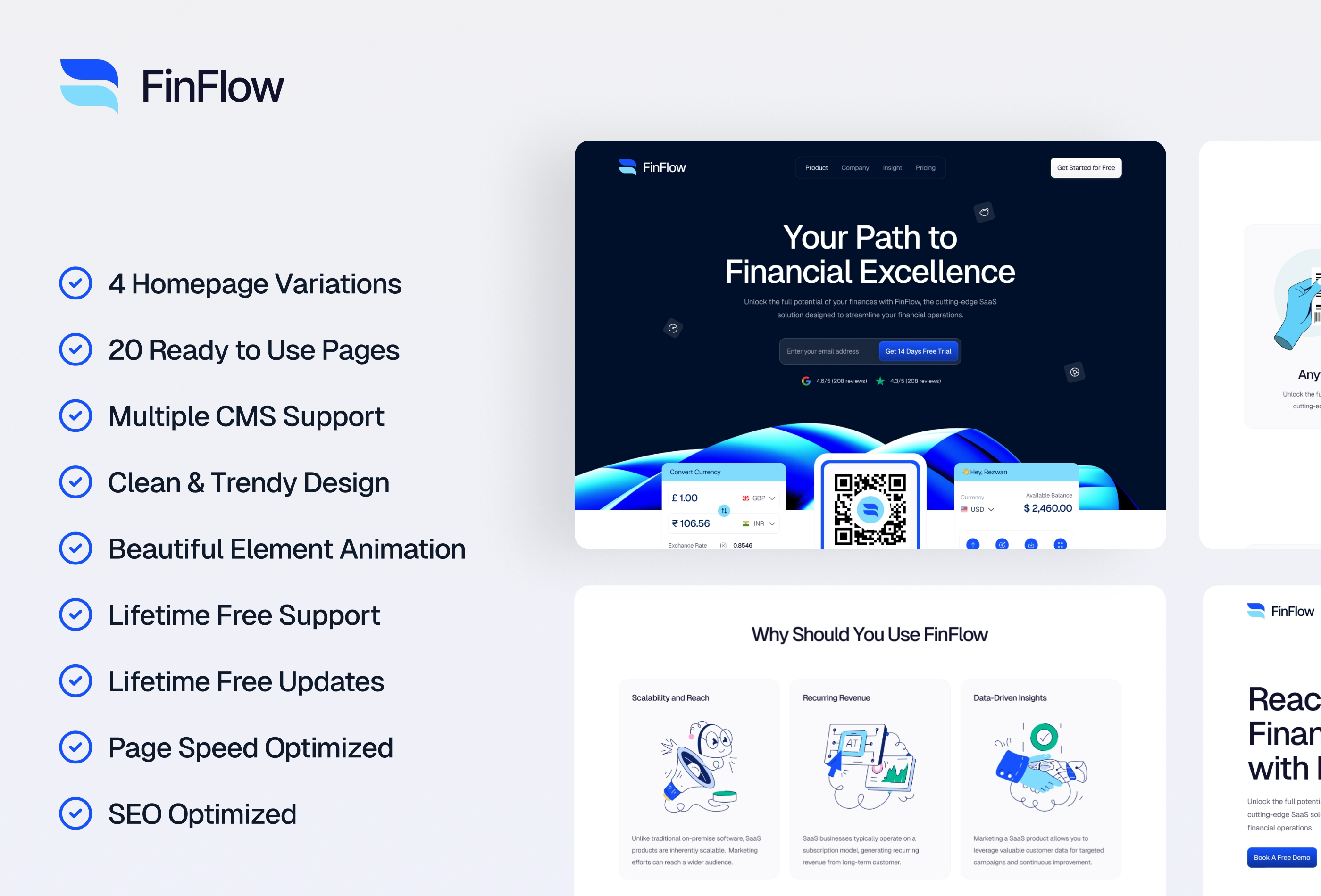 Screenshot 2 for Finflow, a Framer Marketplace template by Framerbite.