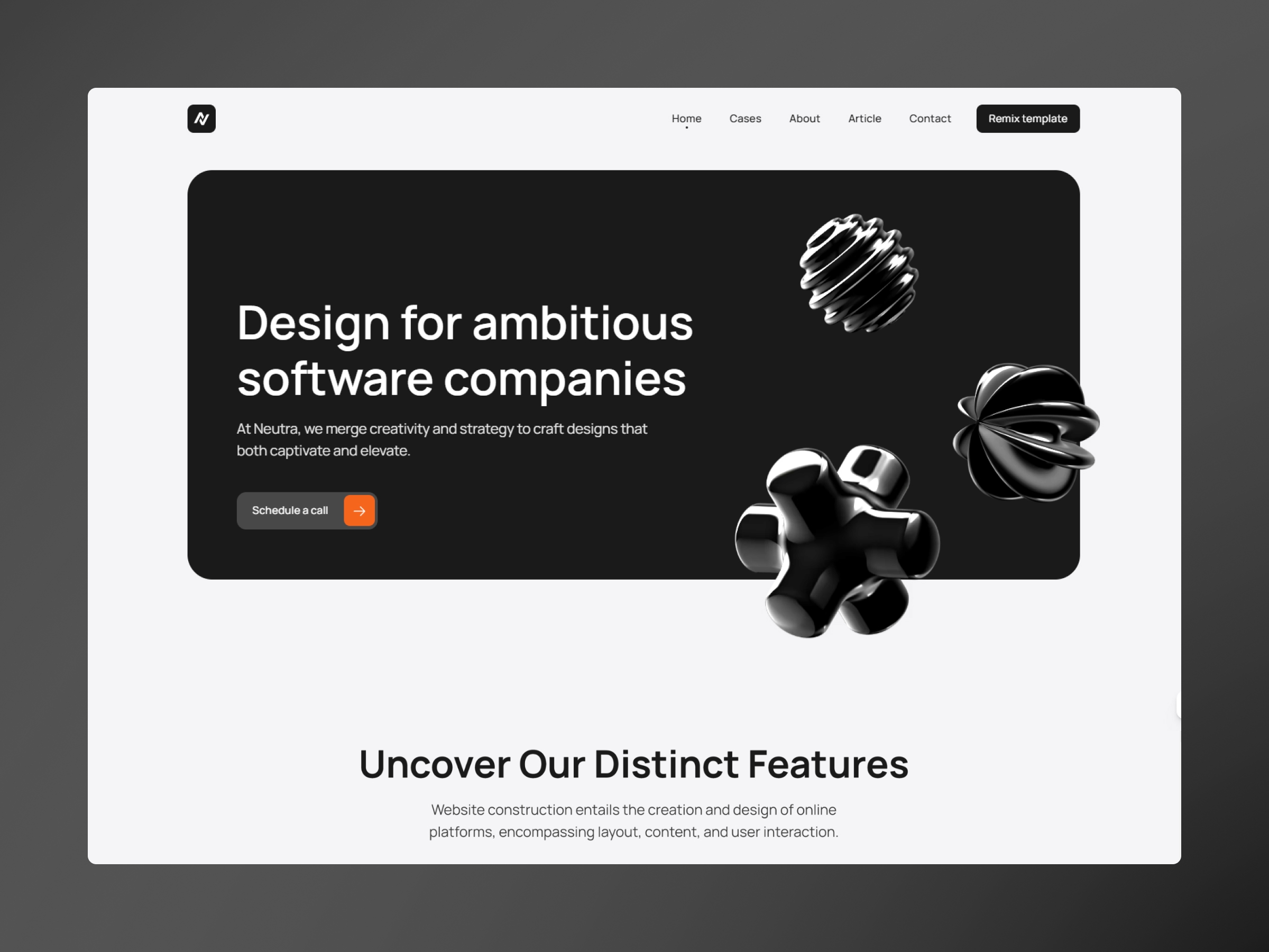 Screenshot 2 for Neutra, a Framer Marketplace template by Dmytri Ivanov.