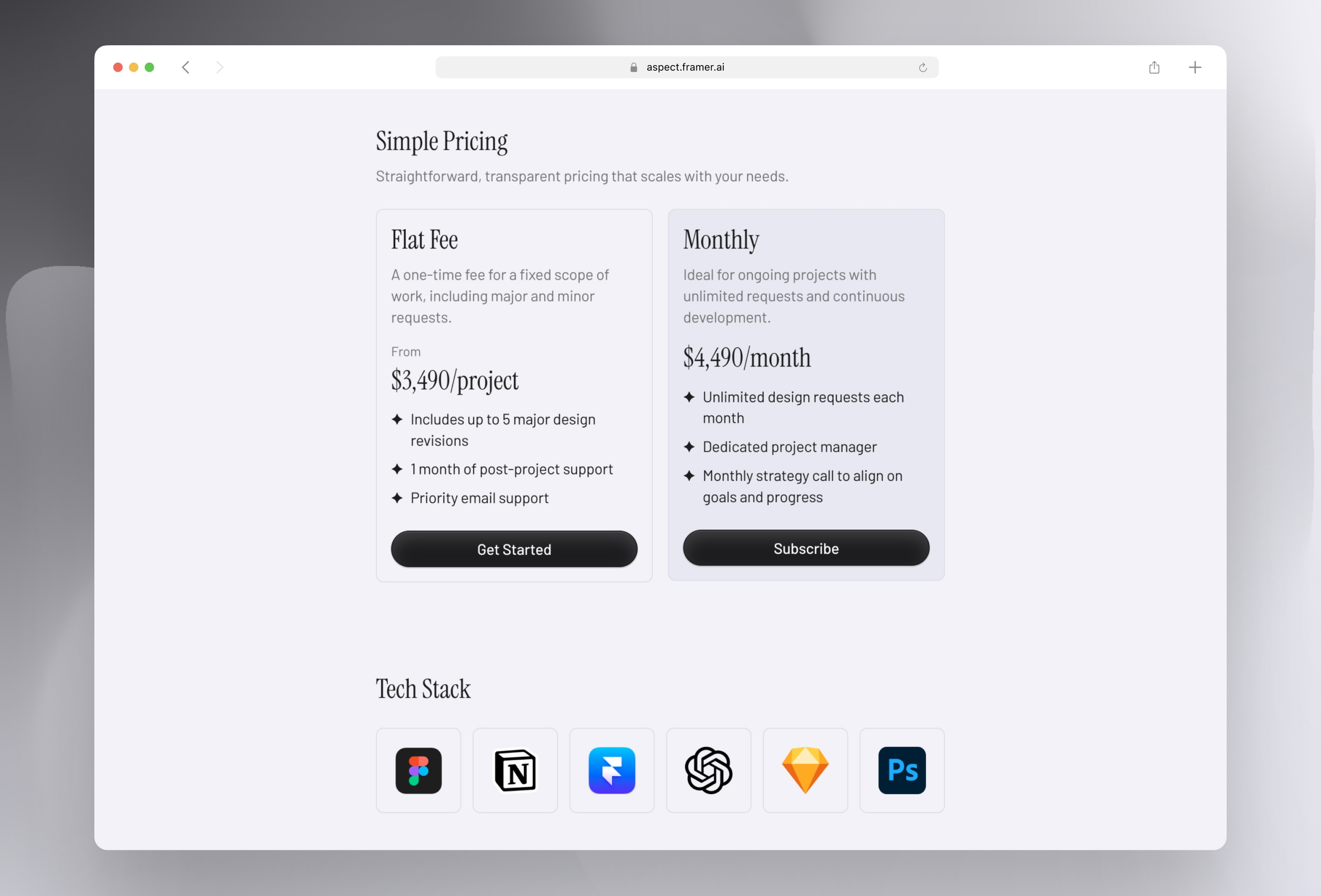 Screenshot 3 for Aspect, a Framer Marketplace template by Pixsellz.
